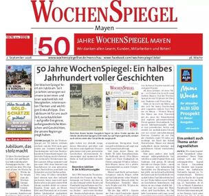 Seit 50 Jahren auf dem Markt: Der Mayener Wochenspiegel. Bild: Archiv