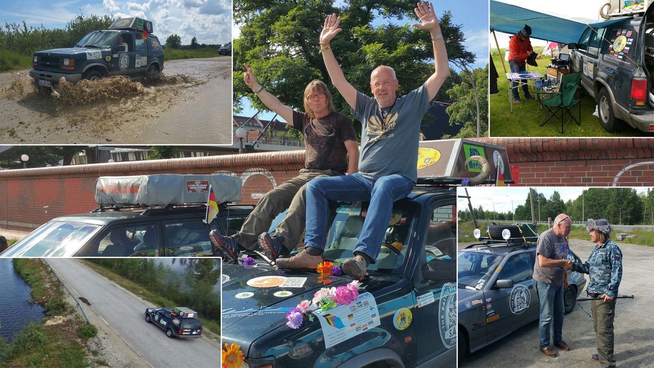 Impressionen von einer langen Reise, an deren Ende Gregor Scheld und Reiner Bloemacher (v.li.) glücklich waren, es geschafft zu haben. Bleiben werden die Erinnerungen an tolle Landschaften, die Begegnung mit freundlichen Menschen und ganz spezielle Grenzkontrollen. Fotos: Team Sleyda