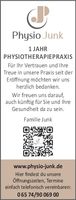 Ein Jahr Physiotherapiepraxis Junk