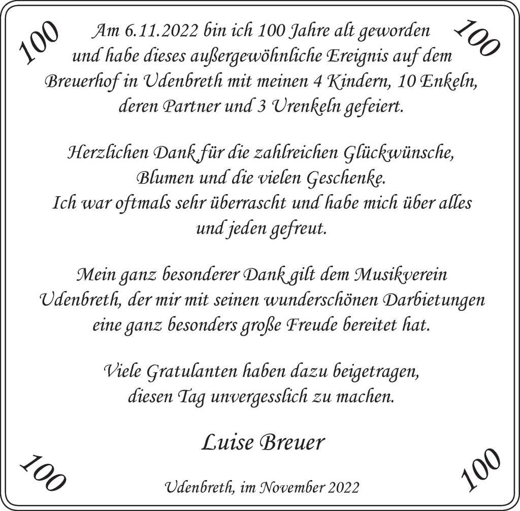100. GeburtstagDS Luise Breuer