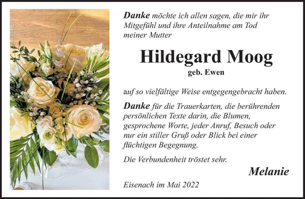 Danksagung Hildegard Moog