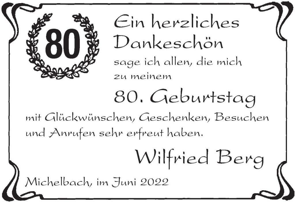 Wilfried Berg 80. Geburtstag