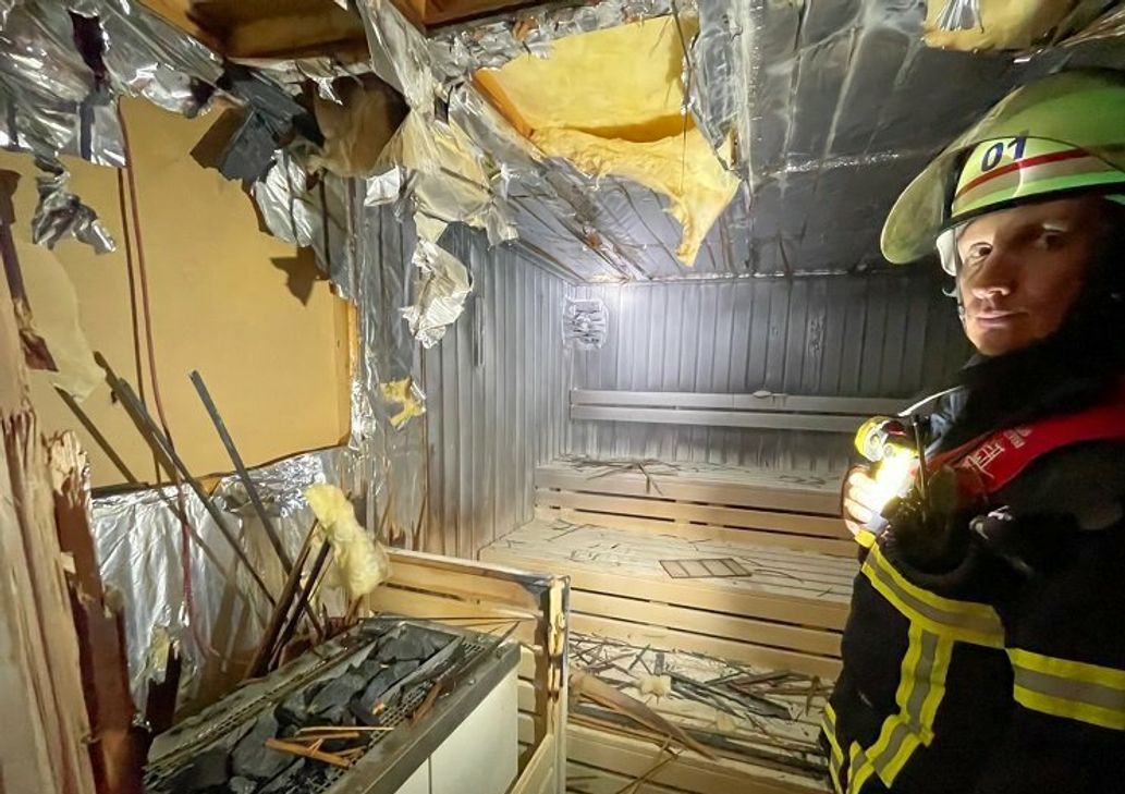 In dieser Sauna war der Brand entstanden