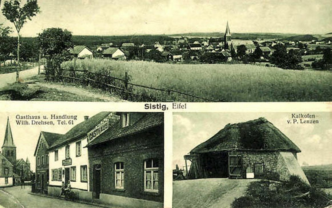Auf einer Postkarte aus dem Jahr 1928 sind die Gaststätte und das Geschäft unten links vor dem späteren Umbau durch Alfred und Elsbeth Drehsen zu sehen. Repro: Reiner Züll/pp/Agentur ProfiPress