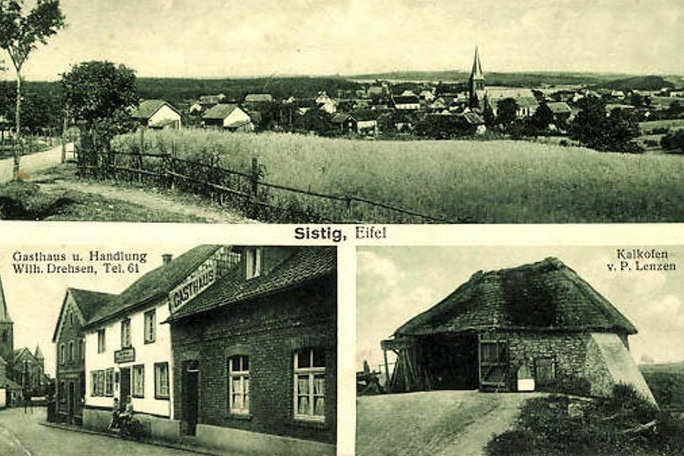 Auf einer Postkarte aus dem Jahr 1928 sind die Gaststätte und das Geschäft unten links vor dem späteren Umbau durch Alfred und Elsbeth Drehsen zu sehen. Repro: Reiner Züll/pp/Agentur ProfiPress