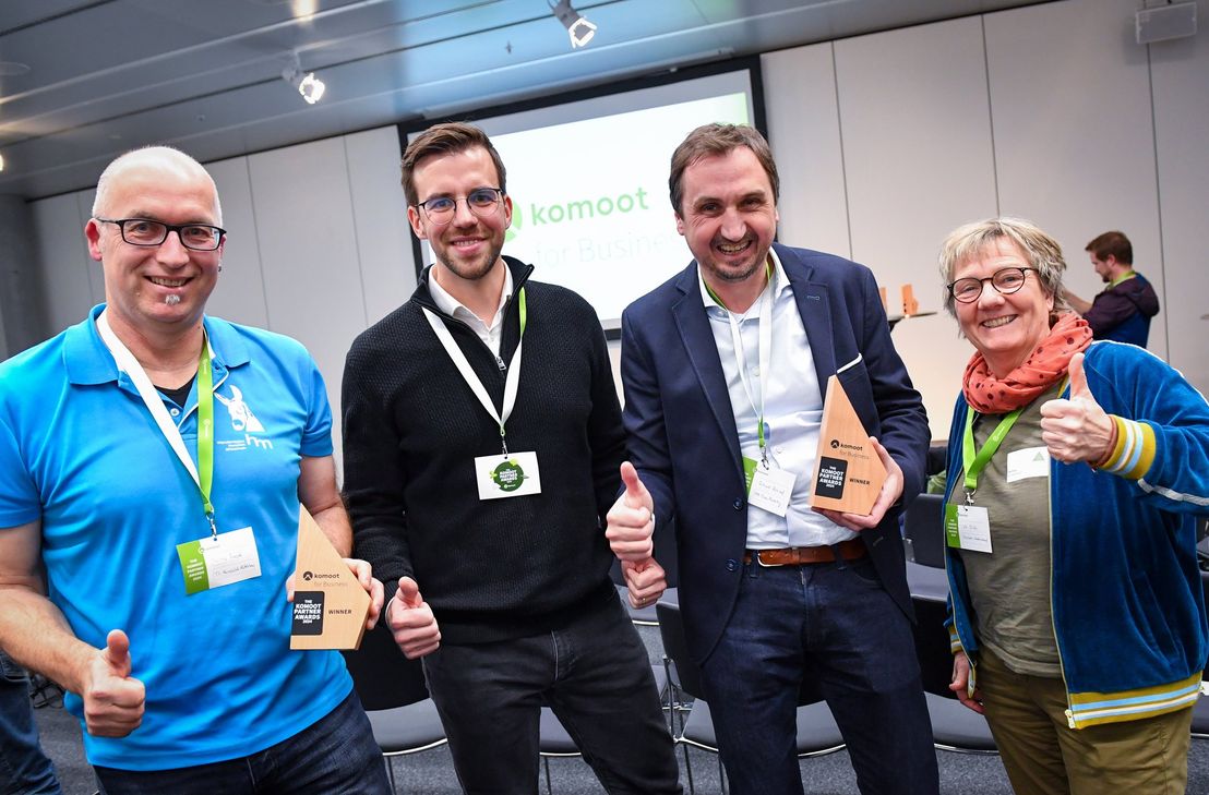 Thomas Biersch (TI Hunsrück-Mittelrhein), Denis Dahlheimer (Komoot), Richard Röhrhoff (Visit Essen) und Ute Dicks (Deutscher Wanderverband).