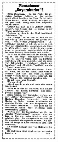 »Bayernkurier«, heute lobt er seine Entwicklung.