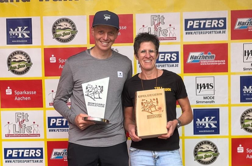 Markus Steffens und Bianca Wergen (Gesamt-3.) waren die schnellsten Eifeler auf der Marathonstrecke.