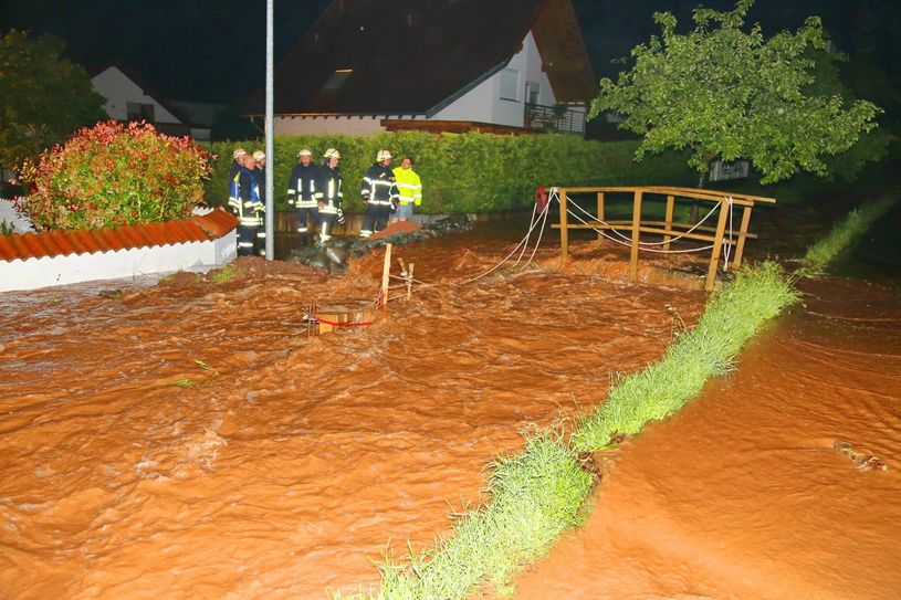 In Merxheim stieg das Wasser in kurzer Zeit an. Foto: Schmitt