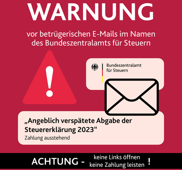 Warnung vor betrügerischen E-Mails.