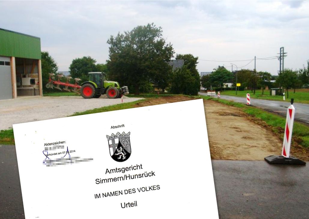 Von Beruhigung keine Spur: Stefan Demand gab zwar die Zustimmung zu dem umstrittenen Straßenbauprojekt, sagt jedoch, ein LBM-Mitarbeiter habe ihn unter Druck gesetzt. Das Amtsgericht in Simmern gab ihm Recht. Jetzt droht der Rückbau.  Montage: WochenSpiegel