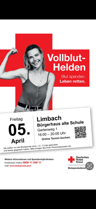 Zum ersten Mal DRK Blutspenden in 55606 Limbach