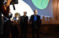 Antonia Bill, Edgar Selge und Edgar Reitz ernten Applaus nach der Aufführung von "Leibniz - Chronik eines verschollenen Bildes".