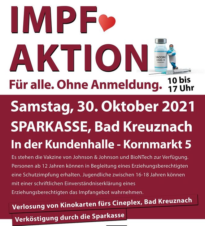 Sonderimpfaktion in der Sparkasse in Bad Kreuznach.