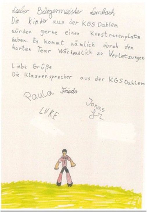 Diesen Brief hatten die Kinder vor zwei Jahren geschrieben.