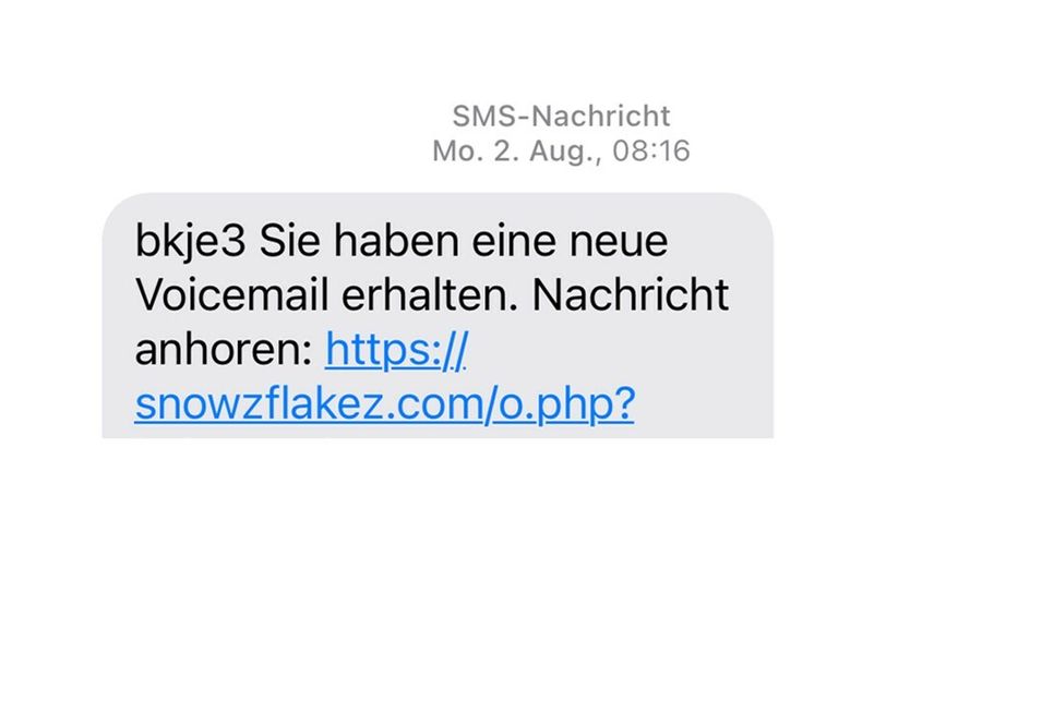 Betrügerische Voicemail-SMS. (Foto: LKA)