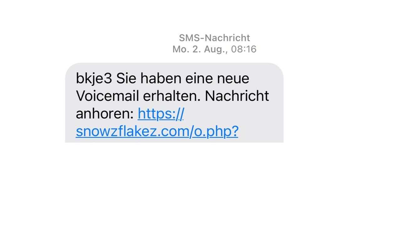Betrügerische Voicemail-SMS. (Foto: LKA)
