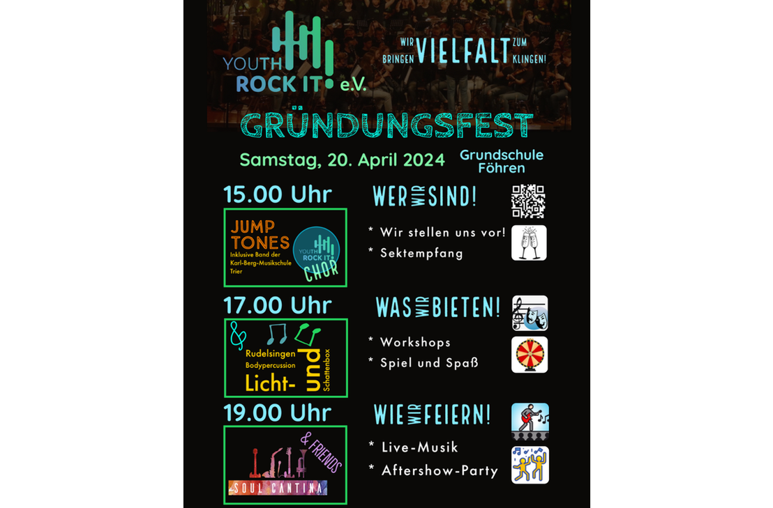 Die Programmpunkte des Gründungsfestes auf dem Gelände der Grundschule Föhren.