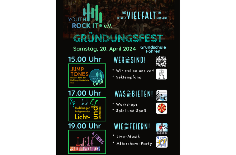 Die Programmpunkte des Gründungsfestes auf dem Gelände der Grundschule Föhren.