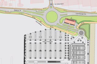 Kurz vor der Ortseinfahrt nach Zewen entsteht ein neuer Kreisverkehr zur Anbindung des Globus-Markthalle.