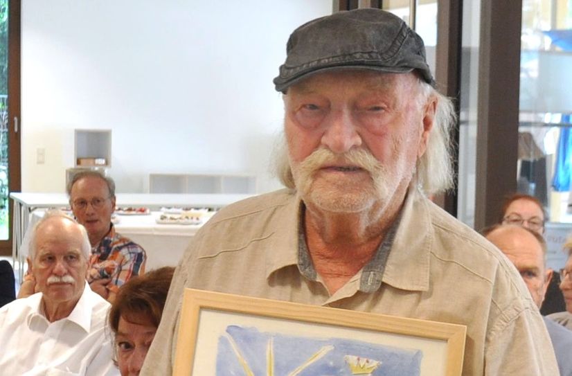 Karl Rudolf Hornberger, besser bekannt als "de Hombes", bei einem Empfang im Haus der Stadtgeschichte.