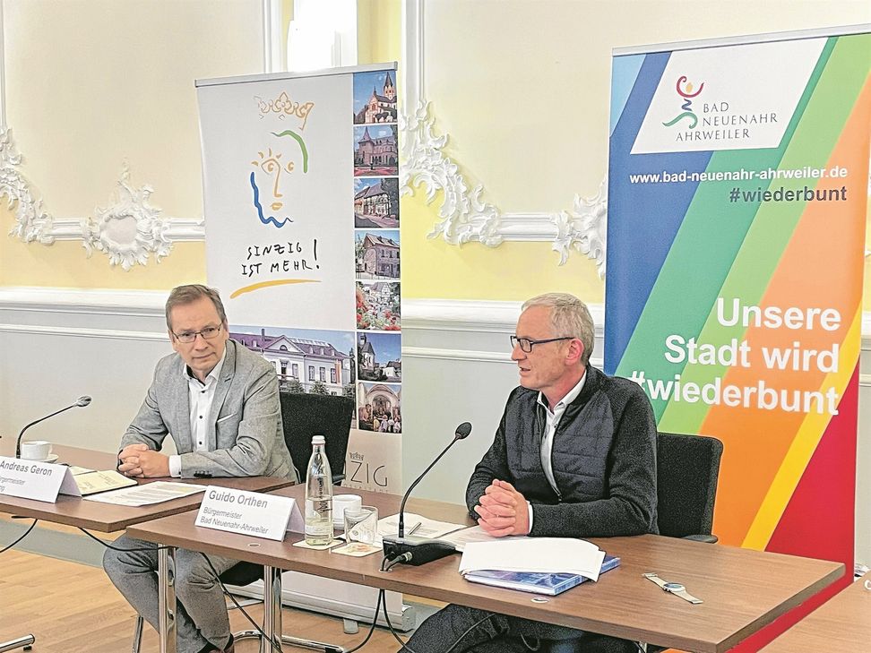 Die Bürgermeister von Sinzig und Bad Neuenahr-Ahrweiler, Andreas Gereon und Guido Orthen, stellten die Pläne für eine LAGA 2030 vor.