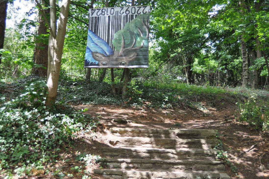 Im Wald steuern wechsende Lichtverhältnisse ihre Teil zur Wirkung der Kunstwerke bei. Foto: Bürgerstiftung Bad Münstereifel.