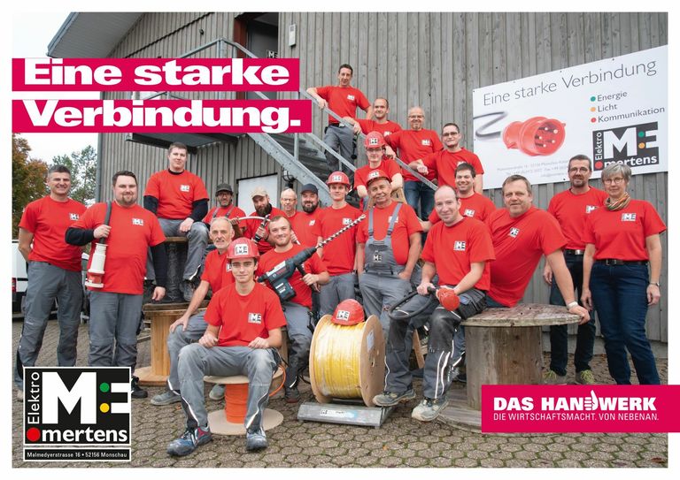 Dieses Plakat hat die Kreishandwerkerschaft Aachen derart überzeugt, dass Elektro Mertens nun - für sie kostenfrei - auf Großplakatwänden in der Region vertreten ist.