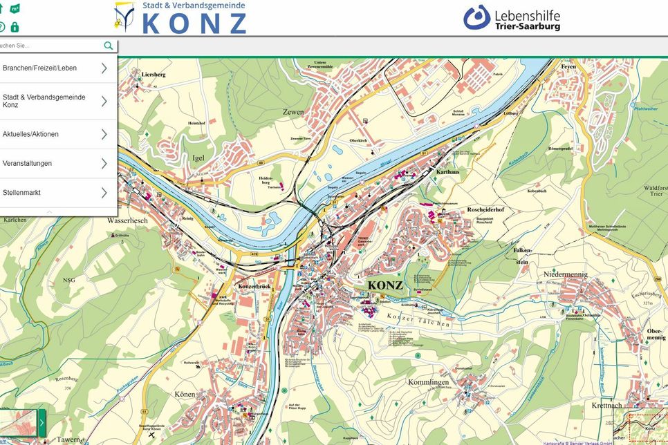 2017 wurde der digitale Stadtplan von Konz komplett aktualisiert und für die Anzeige auf Handy, Tablet oder auch PC/Mac überarbeitet. Foto: VG Konz