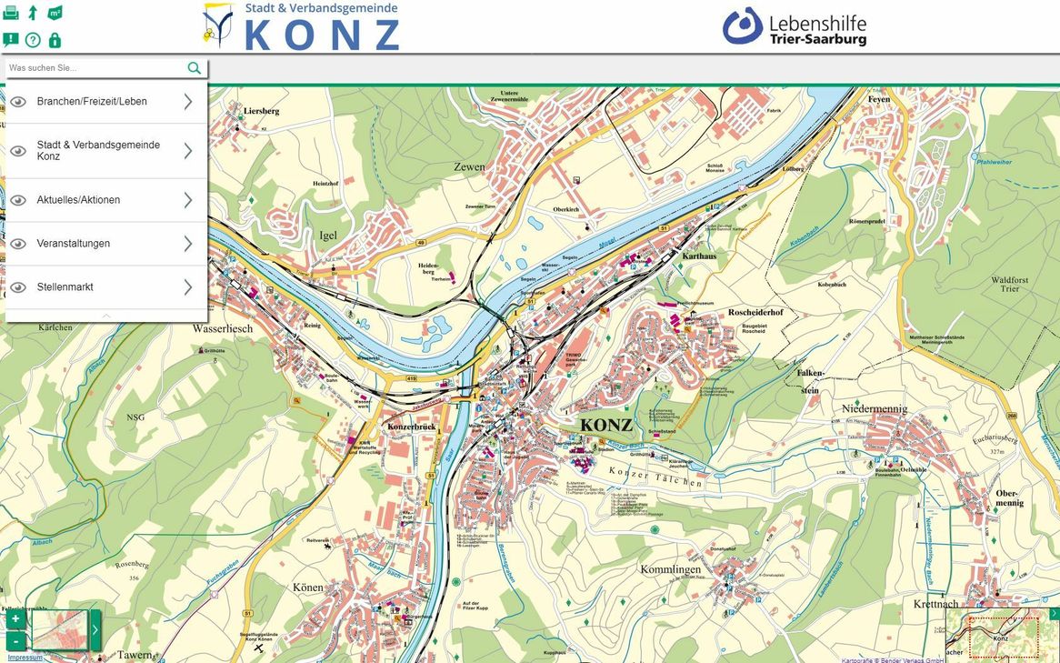 2017 wurde der digitale Stadtplan von Konz komplett aktualisiert und für die Anzeige auf Handy, Tablet oder auch PC/Mac überarbeitet. Foto: VG Konz