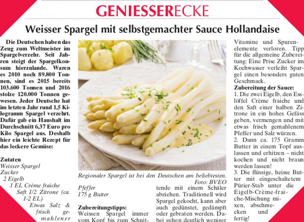 Für die Genießerecke suchen wir leckere Rezepte unserer Leser.