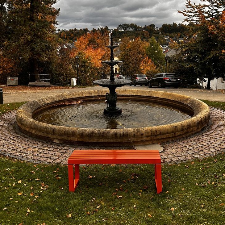 Diese Bank wird vom 25. November bis zum 10. Dezember ihren Platz am Brunnen vor dem Birkenfelder Schloss haben. Sie wird dort während der „Orange Days“ aufgestellt und symbolisch dafür stehen, dass der Landkreis Birkenfeld „Nein“ zu Gewalt an Frauen sagt