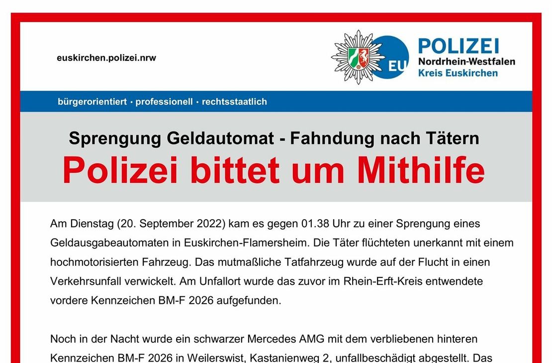Fahndungsplakat der Polizei