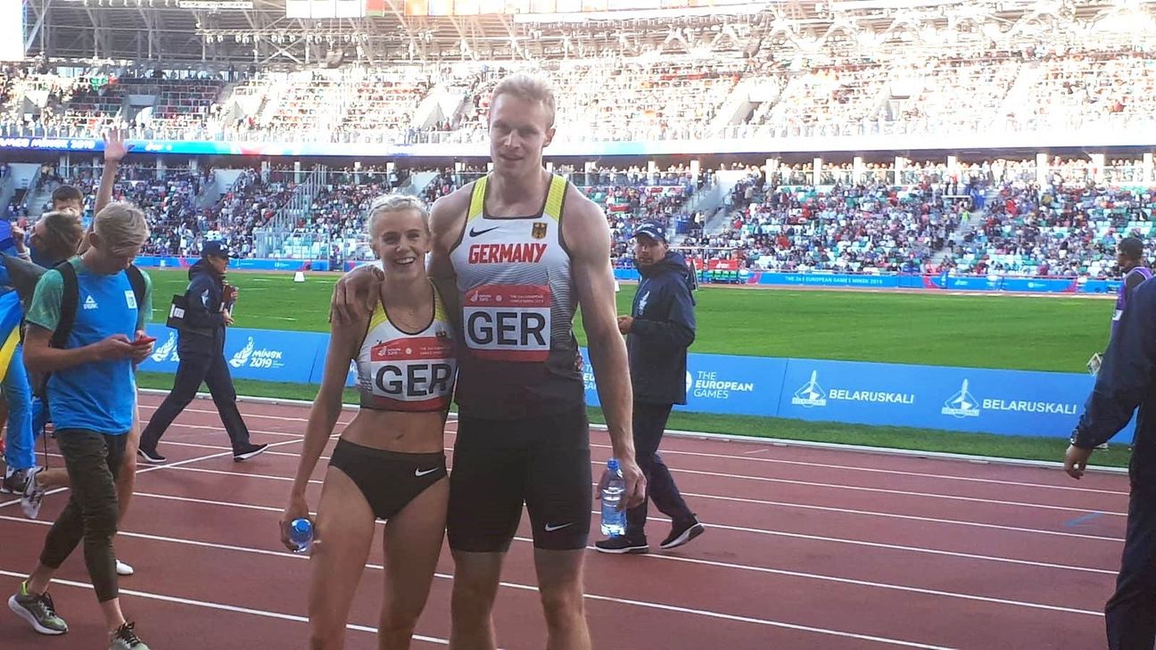 Majtie Kolberg und Staffel-Kollege Johannes Trefz nach dem Lauf. Foto: privat