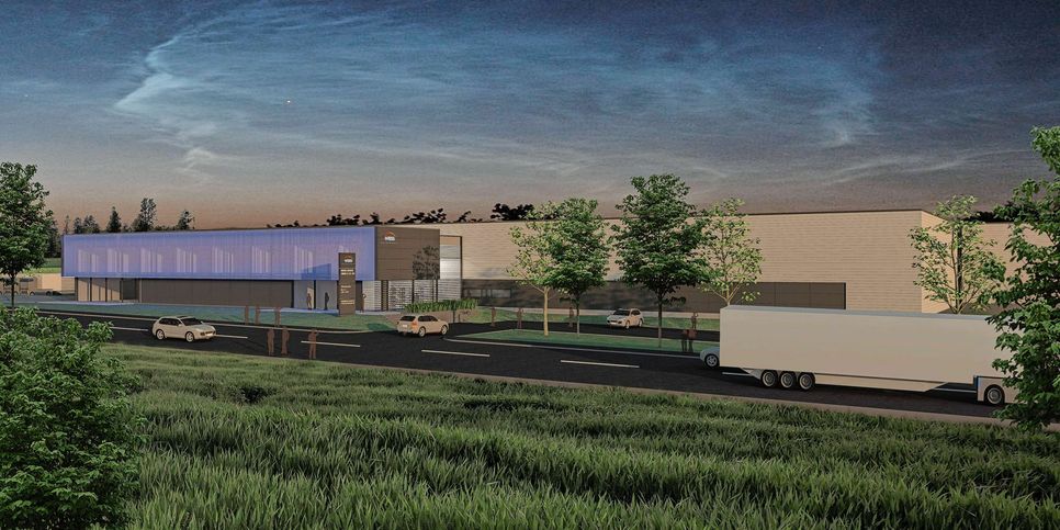 Gegenüber der Zufahrt zur Nobelstraße im Rollesbroicher Gewerbegebiet entsteht auf einem 39.000 Quadratmeter großen Areal »Weiss-Packaging«, die Verpackungsdruckerei für Faltschachteln des Medienhauses Weiss. Grafik: nbp architekten