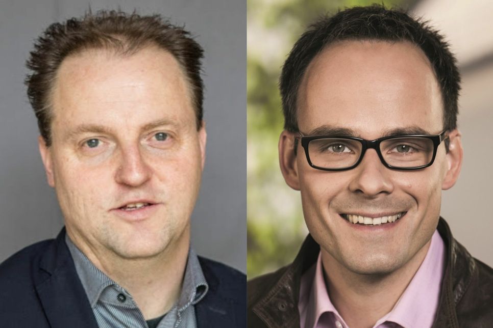 Michael Simon (l.)  und Denis Alt (beide SPD) sind an der Nahe direkt in den Landtag gewählt worden.
