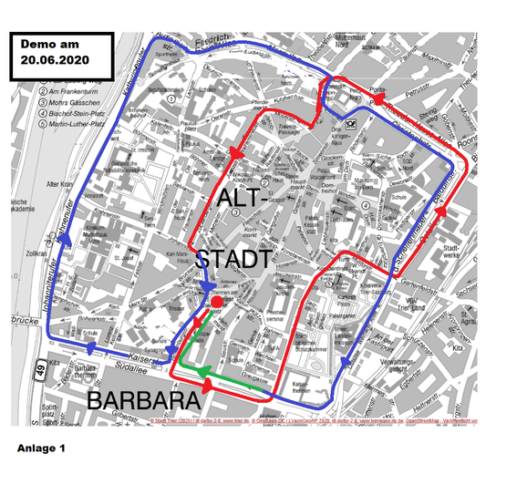 Diesen Weg nimmt die Fahrraddemo der Fridays for Future. Entlang des Alleenrings ist kurzzeitig mit Behinderungen zu rechnen. Foto/Bild: FF
