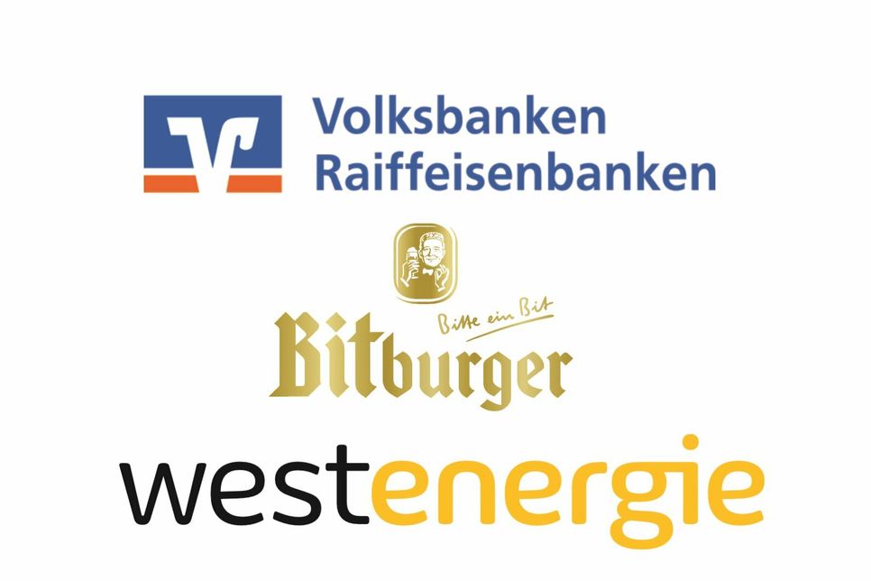 Unsere Premium-Partner beim Prinzenempfang: Bitburger Braugruppe, Volksbanken Raiffeisenbanken und Westenergie