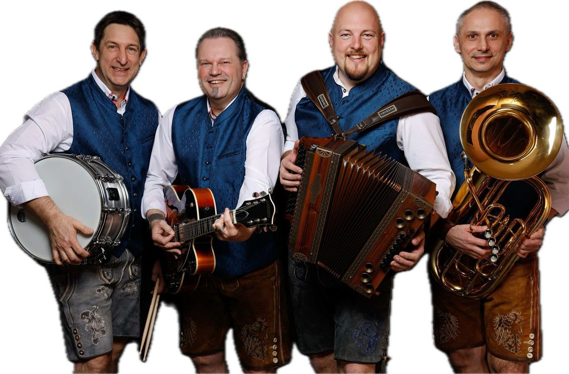 Die »Original Mühlbachtaler« sorgen für zünftige Stimmungsmusik bei der 13. WiesnGaudi in der Eicherscheider Tenne.