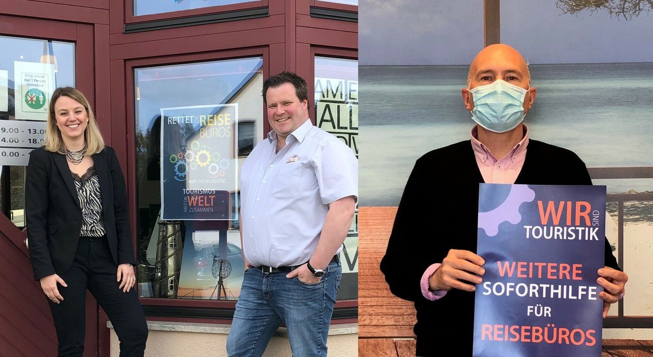 Anna Carina (v.l.) und Marco Krebs (Linden-Reisen) sowie Michael Bill (LuxTours Reisebüro Bill) haben mit den Auswirkungen der Corona-Krise zu kämpfen. Sie hoffen auf Lösungsansätze und finanzielle Hilfen aus der Politik. Fotos: Woltmann