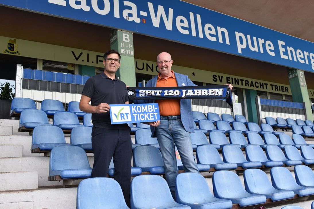 "Marcel Schillen, Prokurist des VRT (links); Stefan Lambert, Vorstand des SV Eintracht-Trier 05 e.V.