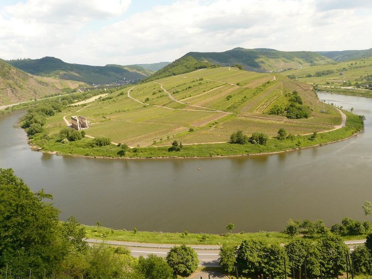 Umgeben von Weinbergen und Wäldern windet sich die Mosel durch das Moseltal und bildet bei Bremm eine malerische Flussschleife - die wohl schönste und spektakulärste Flusskehre der Mosel.