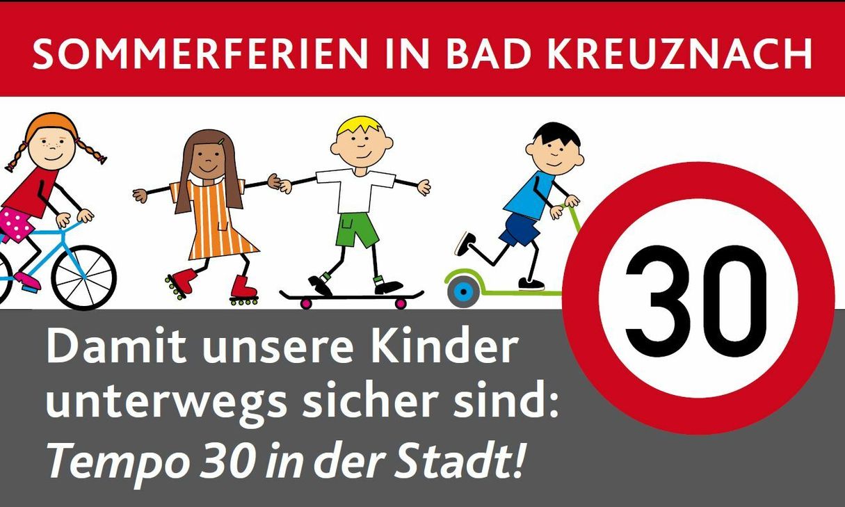 Alle Autofahren werden in Bad Kreuznach mit speziellen Ortseingangsschilder aufgefordert, Tempo 30 im Stadtgebiet zu fahren.