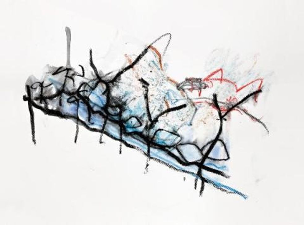 Katharina Worring, o.T., 2024, Aquarell und Ölkreide auf Papier, 24 cm x 32 cm