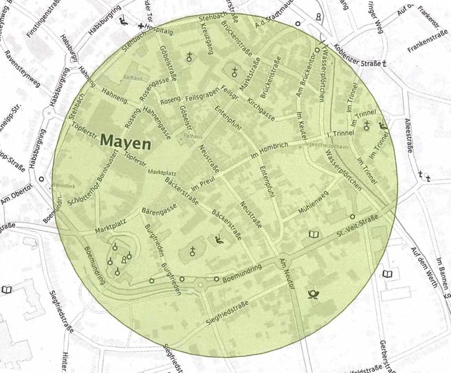In diesem Radius müssen die Bürger das Gebiet verlassen.