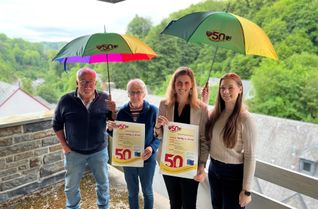 Hermann Mertens und Eva Felser vom Partnerschaftskomitee, Bürgermeisterin Dr. Carmen Krämer und Sandy Pfreundtner (zuständig im Rathaus für die Städtepartnerschaft) freuen sich auf das 50-jährige Partnerschaftsjubiläum mit Bourg St. Andéol vom 9. bis 13. Juli in Monschau.
