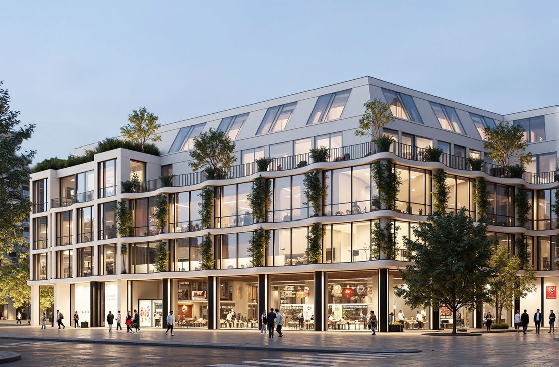 Visualisierung Fassadenstudie - So oder so ähnlich könnte das Gebäude 2028 aussehen.