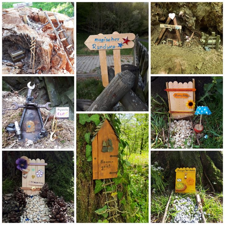 Eine Collage von einigen Türchen des Feenwegs in Weiler.