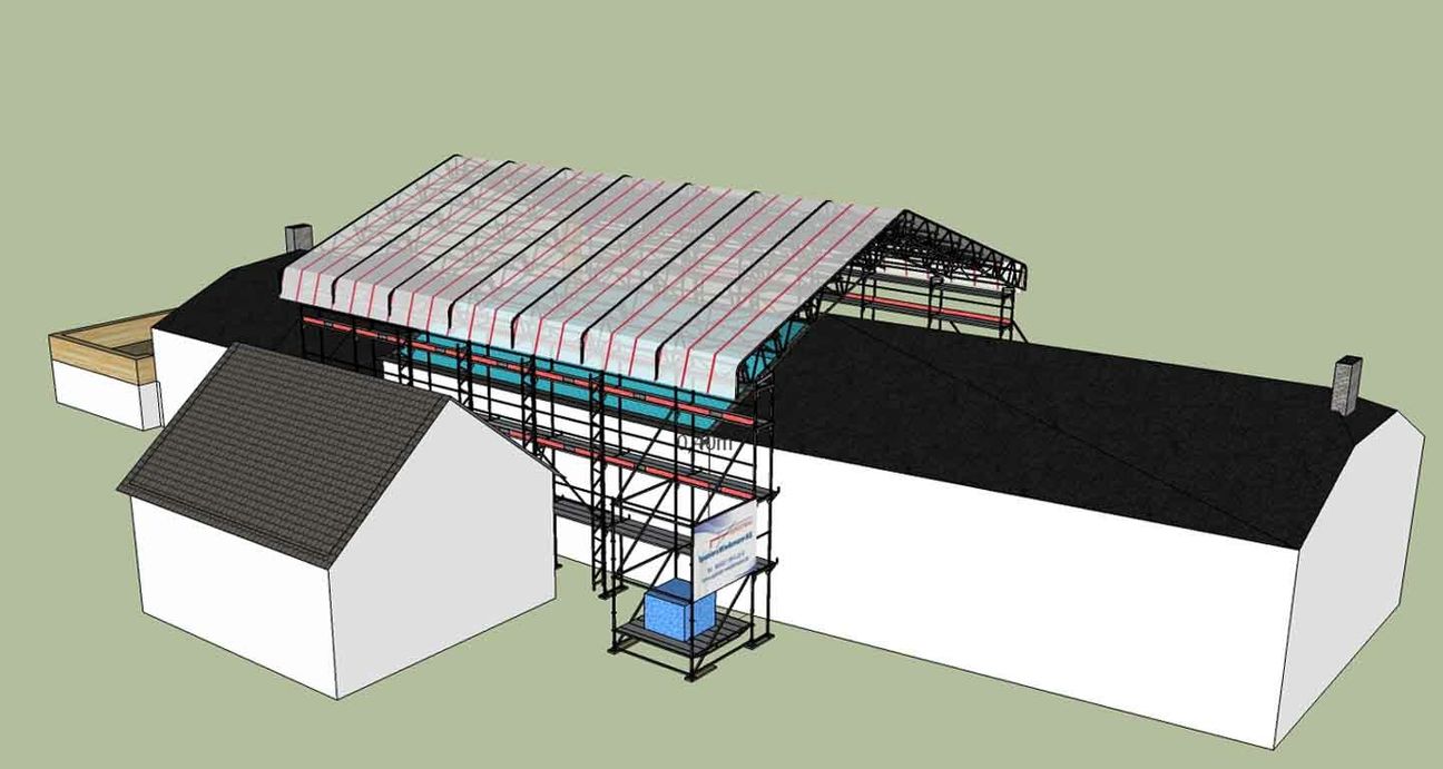 Digitalisierung im Handwerk: Die Simulation eines Gerüstes mithilfe modernster Computerprogramme erleichtert die weitere Planung und Ausführung.  Computersimulation: Spanier & Wiedemann KG, Longuich