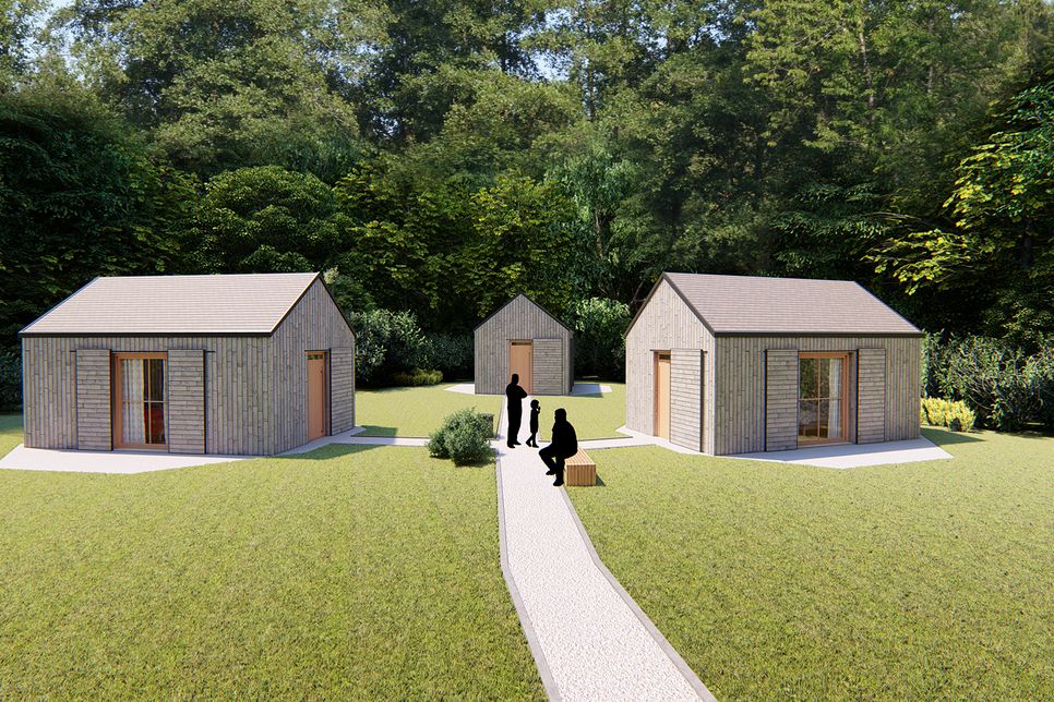 Die neuen Hütten im Eifel-Jugendcamp sollen in ihrem Stil das eifeltypische Bauen widerspiegeln. Foto: Stadt Prüm
